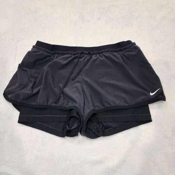Nike Shorts Womens large Dri-Fit Athletic Running Jogging Black - Picture 1 of 8